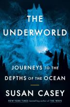 Picture of submarine exploring an underwater cave. Text reads The Underworld, Journeys to the Depths of the Ocean by susan casey.