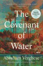 colorful jungle on the river with text reading the covenant of water by abraham verghese.