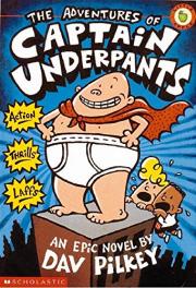 "captain underpants book cover and link to series in library catalog"