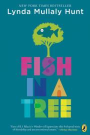 "fish in a tree by lynda mullaly hunt book cover and link to book in catalog"