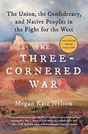 "the three cornered war, the union, the confederacy, and the native peoples in the fight for the west book cover and link to book in library catalog "