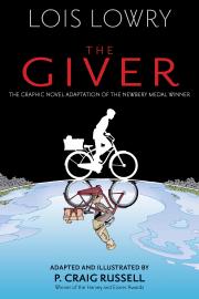 "the giver graphic novel cover and link to graphic novel in library catalog"