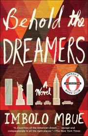 "behold the dreamers by imbolo mbue book cover and link to catalog to place book on hold"