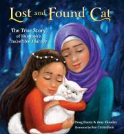 "lost and found cat book cover and link to catalog to place book on hold"