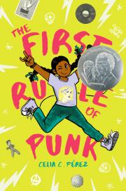 "the first rule of punk by celia perez book cover and link to catalog to place book on hold"