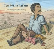 "two white rabbits book cover and link to catalog to place book on hold"