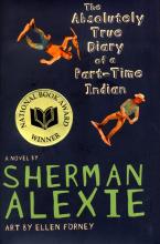 black book cover with native american and cowboy toys and title the absolutely true diary of a part time indian