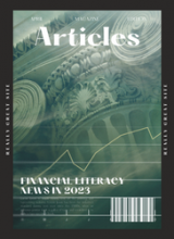 green background with text reading articles, financial literacy news in 2023.