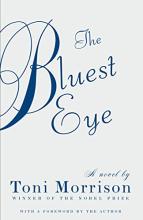 a light blue book cover with title the bluest eye